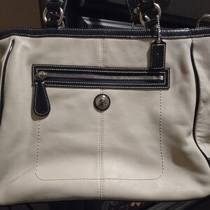 COACH Vintage Shoulder Bag Blue And Cream Colored